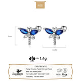 925 Silver Kids Dragonfly CZ Screw Stud Earrings For Girls DF2102