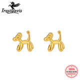 Real 925 Sterling Silver Balloon Dog Stud Earrings for Girls