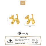 Real 925 Sterling Silver Balloon Dog Stud Earrings for Girls