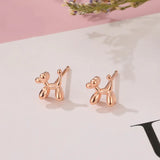 Real 925 Sterling Silver Balloon Dog Stud Earrings for Girls