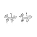 Real 925 Sterling Silver Balloon Dog Stud Earrings for Girls