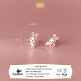Real 925 Silver Kids Earring Frosted Rabbit Carrot Stud Earrings