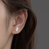 Real 925 Silver Kids Earring Frosted Rabbit Carrot Stud Earrings