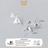 925 Silver Kids Earring Leaves Bird Stud Earrings For Girls Fine Gift DS428