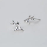 925 Silver Kids Earring Leaves Bird Stud Earrings For Girls Fine Gift DS428