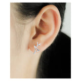 925 Silver Kids Earring Leaves Bird Stud Earrings For Girls Fine Gift DS428