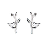 925 Silver Kids Earring Leaves Bird Stud Earrings For Girls Fine Gift DS428