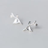 925 Silver Kids Earring Leaves Bird Stud Earrings For Girls Fine Gift DS428