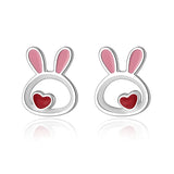 925 Silver Kids Earring Rabbit Stud Earrings For Girls Fine Jewelry DG0193