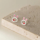 925 Silver Kids Earring Rabbit Stud Earrings For Girls Fine Jewelry DG0193
