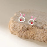 925 Silver Kids Earring Rabbit Stud Earrings For Girls Fine Jewelry DG0193