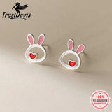 925 Silver Kids Earring Rabbit Stud Earrings For Girls Fine Jewelry DG0193