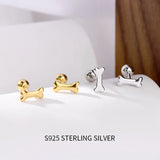 925 Sterling Silver Dog Bone Stud Earrings for Kids Girls, Birthday Gift