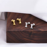 925 Sterling Silver Dog Bone Stud Earrings for Kids Girls, Birthday Gift
