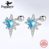 925 Silver Kids Earrings Star Heart CZ Studs For Daughter