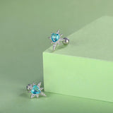 925 Silver Kids Earrings Star Heart CZ Studs For Daughter