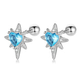 925 Silver Kids Earrings Star Heart CZ Studs For Daughter