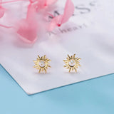 TrustDavis 925 Sterling Silver Sun Stud Earrings For Kids Birthday Gift