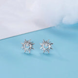 TrustDavis 925 Sterling Silver Sun Stud Earrings For Kids Birthday Gift
