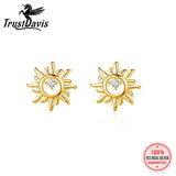 TrustDavis 925 Sterling Silver Sun Stud Earrings For Kids Birthday Gift