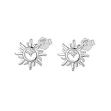 TrustDavis 925 Sterling Silver Sun Stud Earrings For Kids Birthday Gift