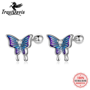 925 Silver Kids Butterfly Stud Earrings for Girls DG0195