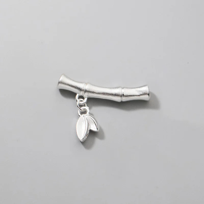 TrustDavis 925 Silver Leaves Bamboo Pendant Bracelet Necklace DIY Accessories
