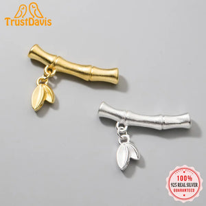 TrustDavis 925 Silver Leaves Bamboo Pendant Bracelet Necklace DIY Accessories
