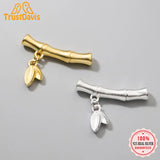 TrustDavis 925 Silver Leaves Bamboo Pendant Bracelet Necklace DIY Accessories