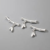 TrustDavis 925 Silver Leaves Bamboo Pendant Bracelet Necklace DIY Accessories
