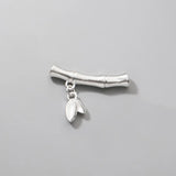 TrustDavis 925 Silver Leaves Bamboo Pendant Bracelet Necklace DIY Accessories