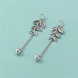 TrustDavis 925 Sterling Silver Leaves Tassel Chain Pendant DIY Necklace Ear