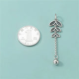 TrustDavis 925 Sterling Silver Leaves Tassel Chain Pendant DIY Necklace Ear
