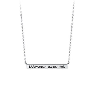 TrustDavis 925 Sterling Silver Letter French Love You Chain Necklace Women