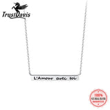 TrustDavis 925 Sterling Silver Letter French Love You Chain Necklace Women