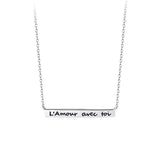 TrustDavis 925 Sterling Silver Letter French Love You Chain Necklace Women