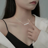 TrustDavis 925 Sterling Silver Letter French Love You Chain Necklace Women
