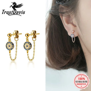 925 Sterling Silver Eye Stud Earrings CZ Jewelry