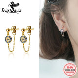 925 Sterling Silver Eye Stud Earrings CZ Jewelry