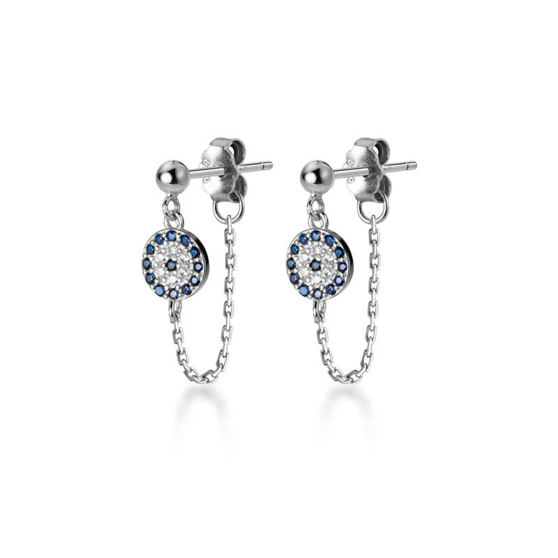 925 Sterling Silver Eye Stud Earrings CZ Jewelry