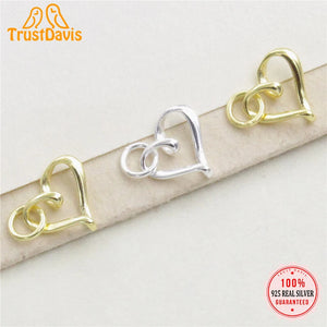 TrustDavis 925 Sterling Silver Heart Charm Pendant for DIY Jewelry Gift