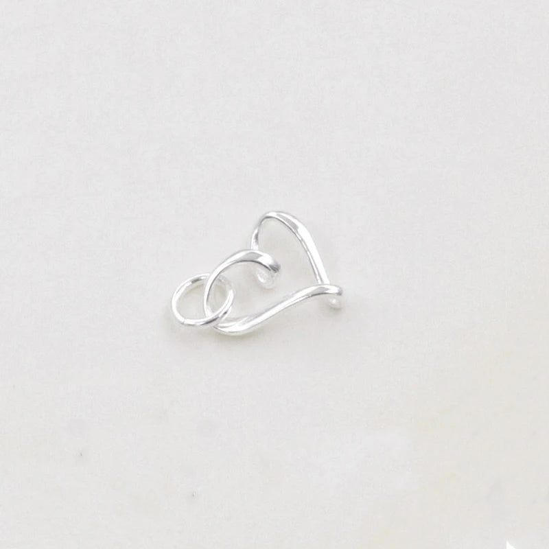 TrustDavis 925 Sterling Silver Heart Charm Pendant for DIY Jewelry Gift