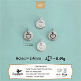 TrustDavis 925 Sterling Silver Love Round Card Pendant