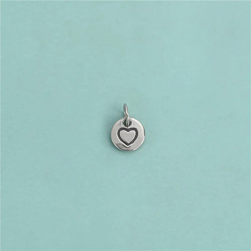TrustDavis 925 Sterling Silver Love Round Card Pendant