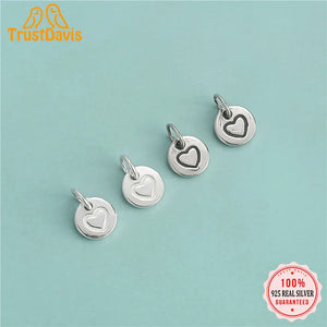 TrustDavis 925 Sterling Silver Love Round Card Pendant