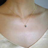 TrustDavis 925 Silver Heart Pendant Necklace 14K Plated Jewelry Gift