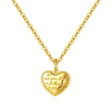 TrustDavis 925 Silver Heart Pendant Necklace 14K Plated Jewelry Gift