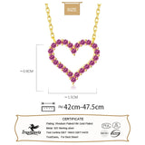 TrustDavis 925 Sterling Silver Romantic Heart Pink CZ Pendant Necklace