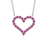 TrustDavis 925 Sterling Silver Romantic Heart Pink CZ Pendant Necklace