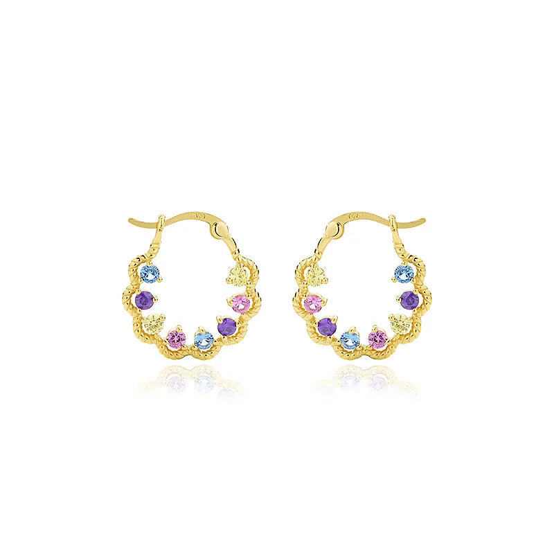 925 Silver 18K Zircon Hoop Earring for Women Fine Jewelry